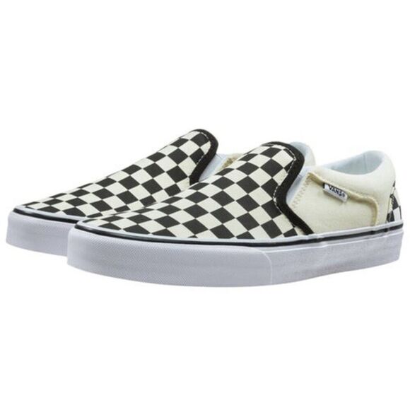Vans Asher VN000SEQIPD Sneaker Mens 7.5 Sail Black Checkered Skate Shoes RHS2605 - Picture 1 of 12